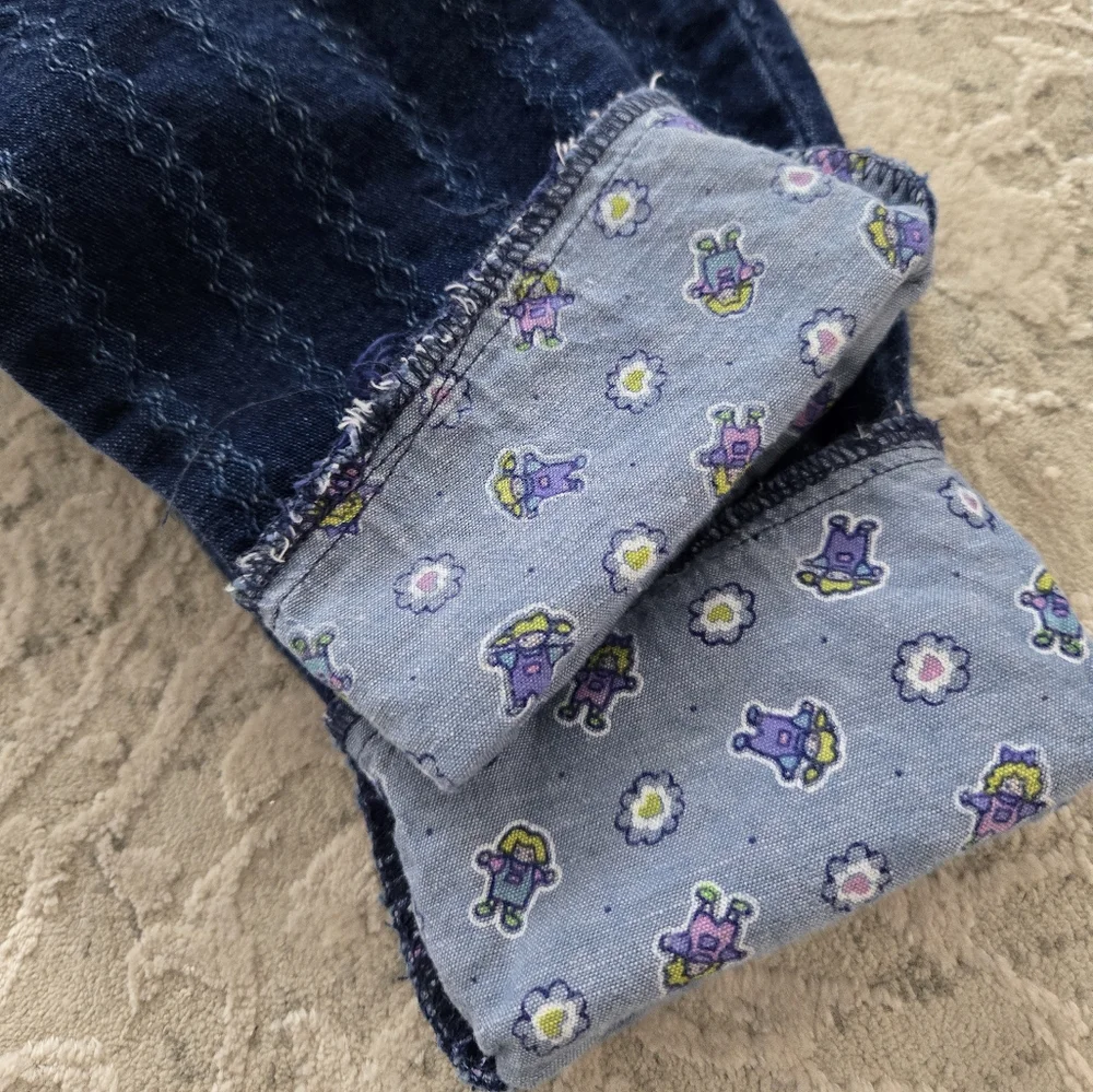 Vintage 1990s OshKosh B'Gosh Dark Blue Denim Neon Button Overalls